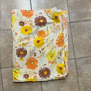 Vintage Floral Print Flat Sheet with Orange and Yellow Flowers